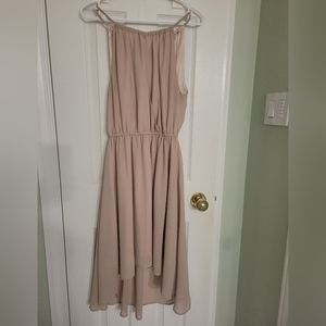 Double Zero high low halter dress in pinky taupe, size M